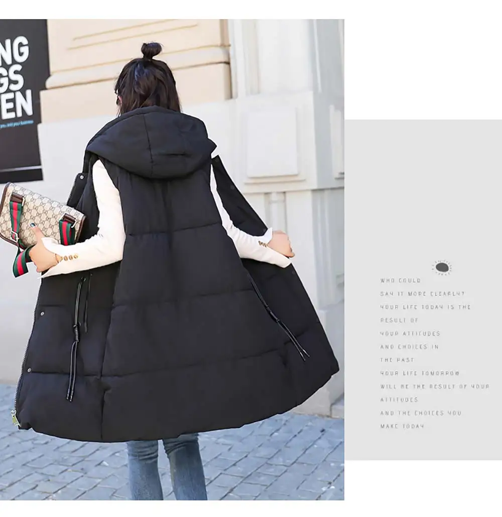 PinkyIsBlack, новинка, Длинный жилет, Женское пальто,, зимний жилет, женский жилет, модный, для девушек, с капюшоном, верхняя одежда, жилет, куртка для женщин