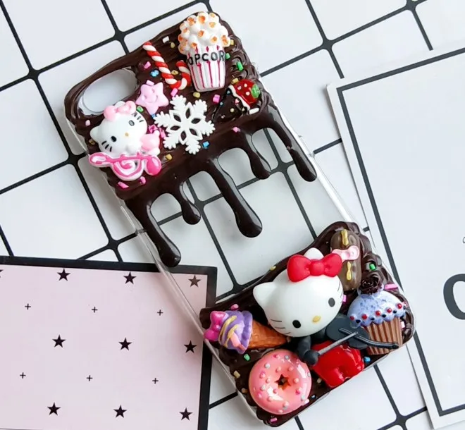 DIY чехол для iphone 8 7 6 6s plus Xs max 3D cat phone cover XR X Крем ручной работы Коробка сладостей