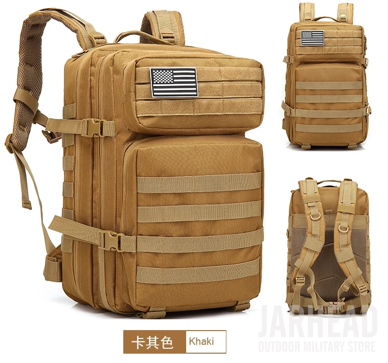 Темно-синий Тактический штурмовой рюкзак 3P EDC Molle, мужской рюкзак для занятий спортом на открытом воздухе, альпинизмом 45L, охотничьей походной Оксфордской сумкой