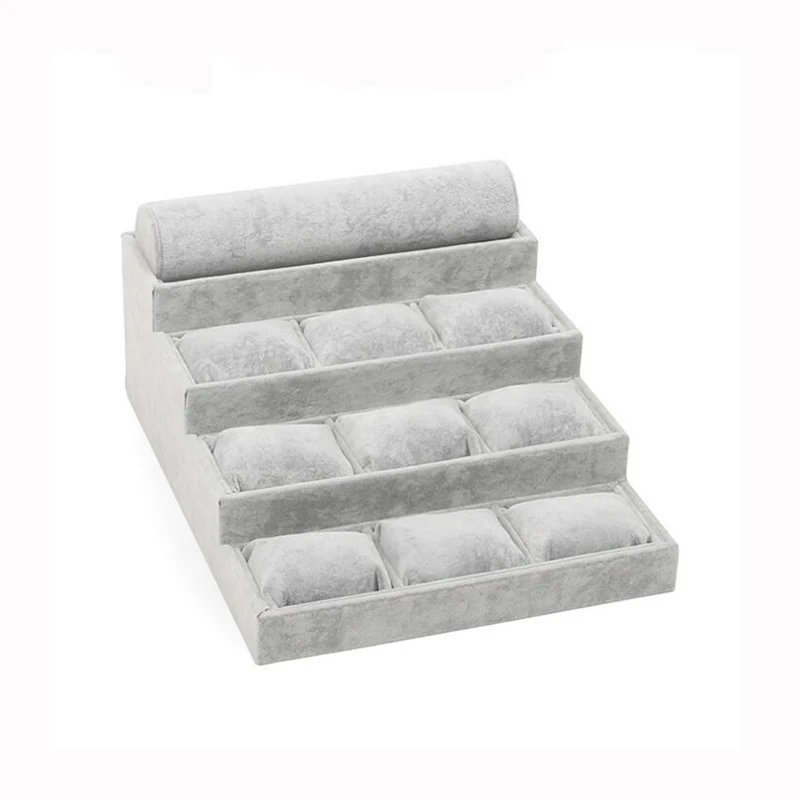 Модный Бархатный поднос для ювелирных изделий серого цвета шкатулка хранения