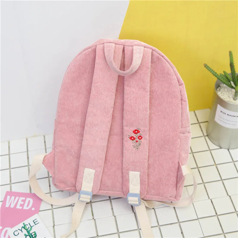 Женские сумки винтажный рюкзак с цветами вельветовый для детей школьная сумка