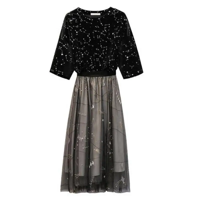 2019 новые женские комплекты из двух предметов летняя юбка + звездное небо принт