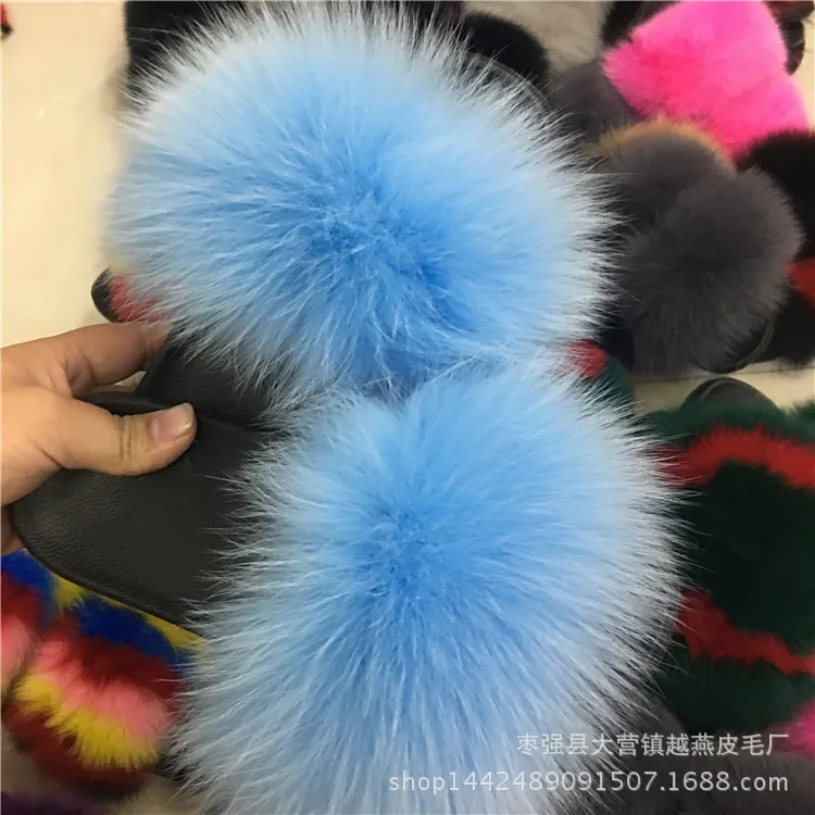 fox fur slippers Тапочки из лисьего меха; женские домашние пушистые тапочки; Плюшевые Пушистые летние туфли на плоской подошве; Милая женская обувь; большой размер 45; Лидер продаж; милые тапочки; Pantufas - Цвет: fox fur slippers