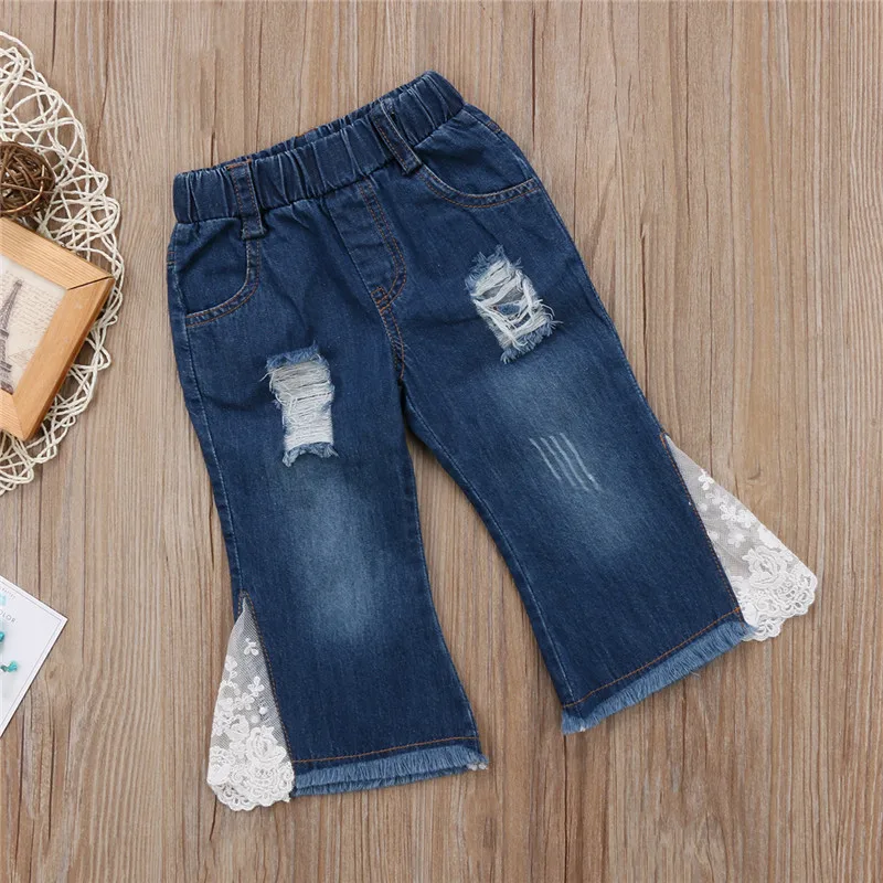 Милые кружевные джинсы для девочек новинка 2018 лидер продаж детские на весну и