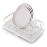anho dish rack kitchen sink plate drying storage basket plastic washing fruits holder with tray drain bowl cup organization home