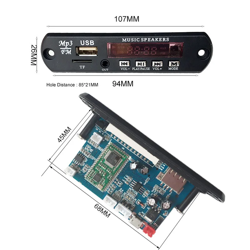 Bluetooth 4 0 стерео APE FLAC WAV WMA MP3 модуль BT Hands Free APP поддержка AUX Наушники Выход FM радио USB