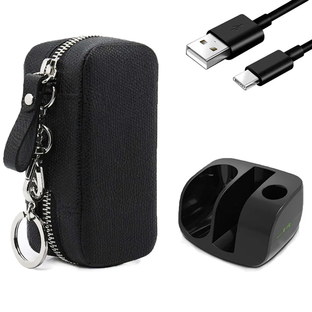 Черный JINXINGCHENG модный кожаный чехол-портмоне на молнии для iqos 3,0 чехол+ зарядное устройство для iqos 3,0 - Цвет: Черный