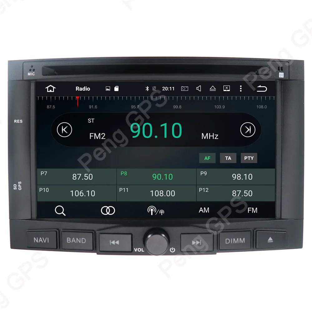 Автомагнитола 2 Din с восьмиядерным процессором DVD плеером и GPS навигацией для Peugeot