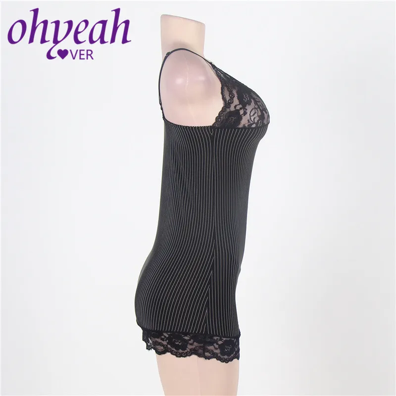 Ohyeahlover сексуальный костюм большой Размеры M 6XL облегающее платье в горизонтальную