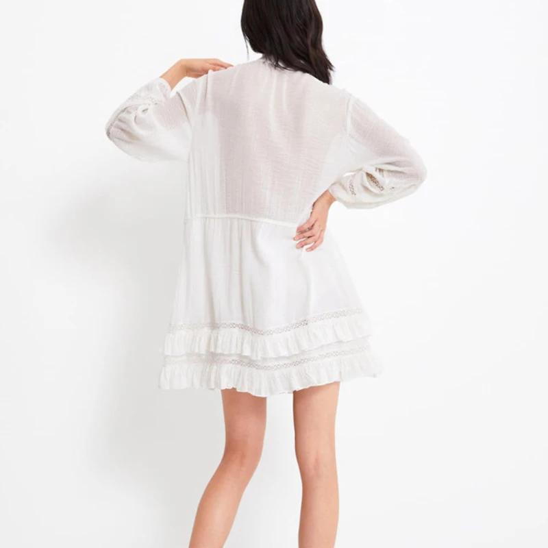 Женское платье-мини OMIKRON повседневное хлопковое платье с оборками на лето |