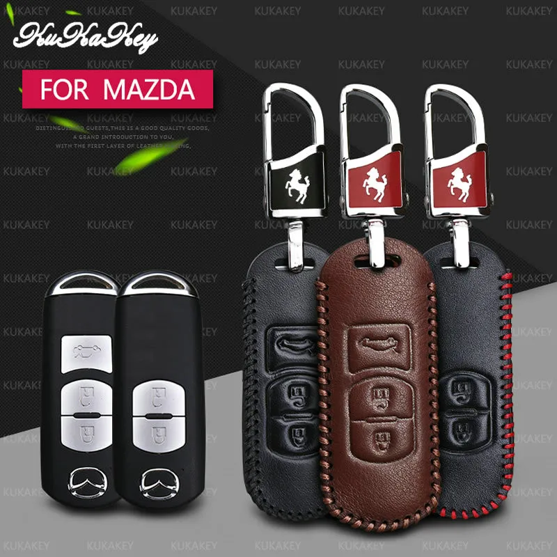 KUKAKEY случае ключевой для автомобиля Mazda 3 5 6 8 CX5 CX7 CX9 M6 GT из натуральной кожи дистанционного смарт-держатель для ключей на сумку для Mazda M2 M3