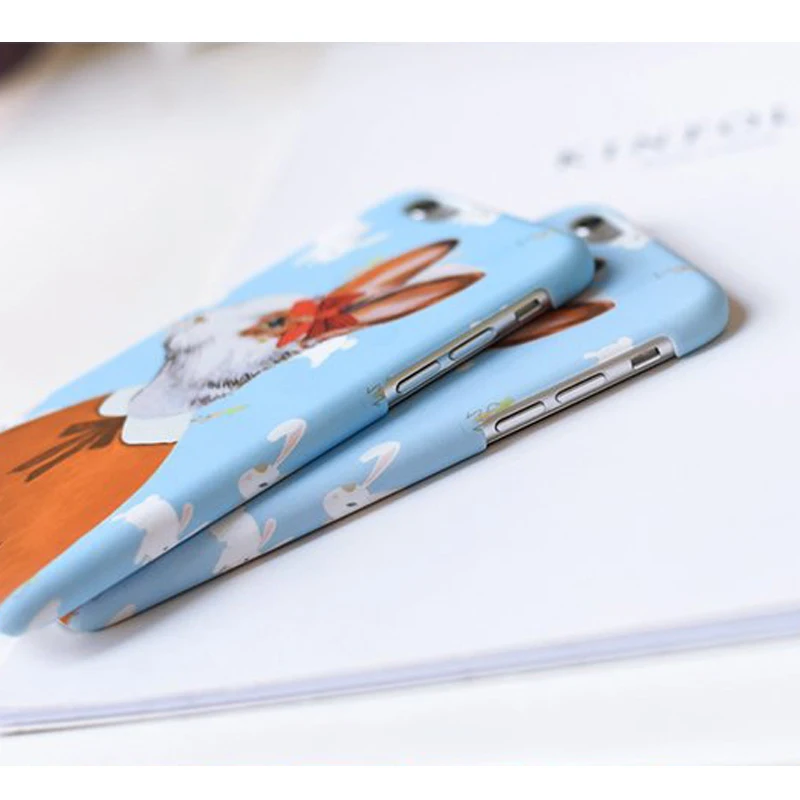 KUERPooB Для iPhone SE 5 5s 6 S Плюс Корпус матовое Прикосновение Прекрасный кролик леди Apple
