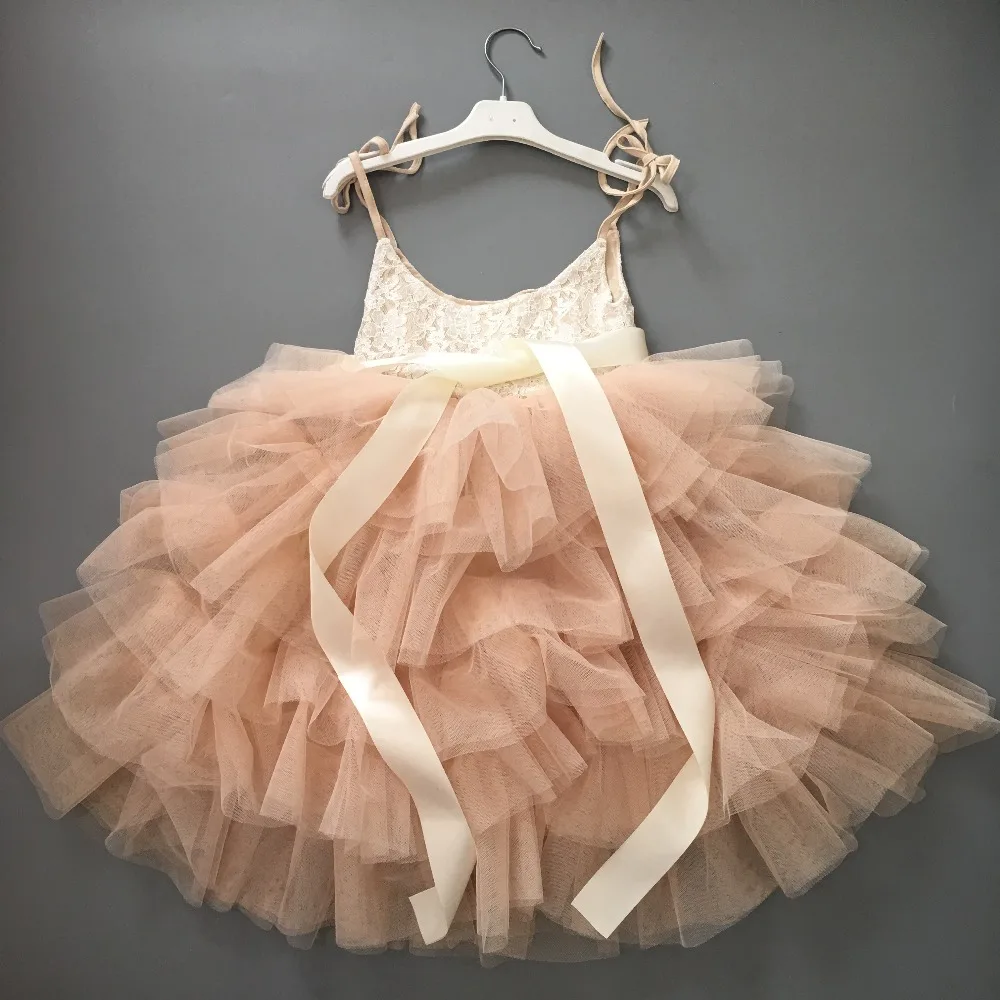 Для девочек длинное газовое платье ручной работы с цветы на поясе детский Стропы