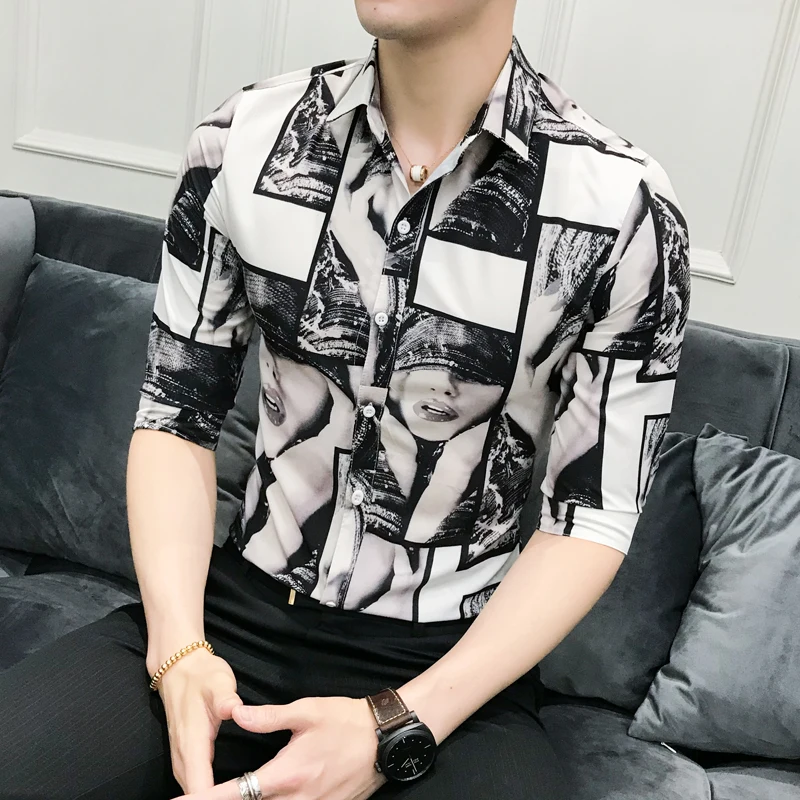 Качественная летняя мужская рубашка с индивидуальным красивым принтом