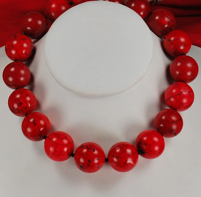 Большой красный шарик ручной работы серебро Цепочки и ожерелья 18 &quotБесплатная