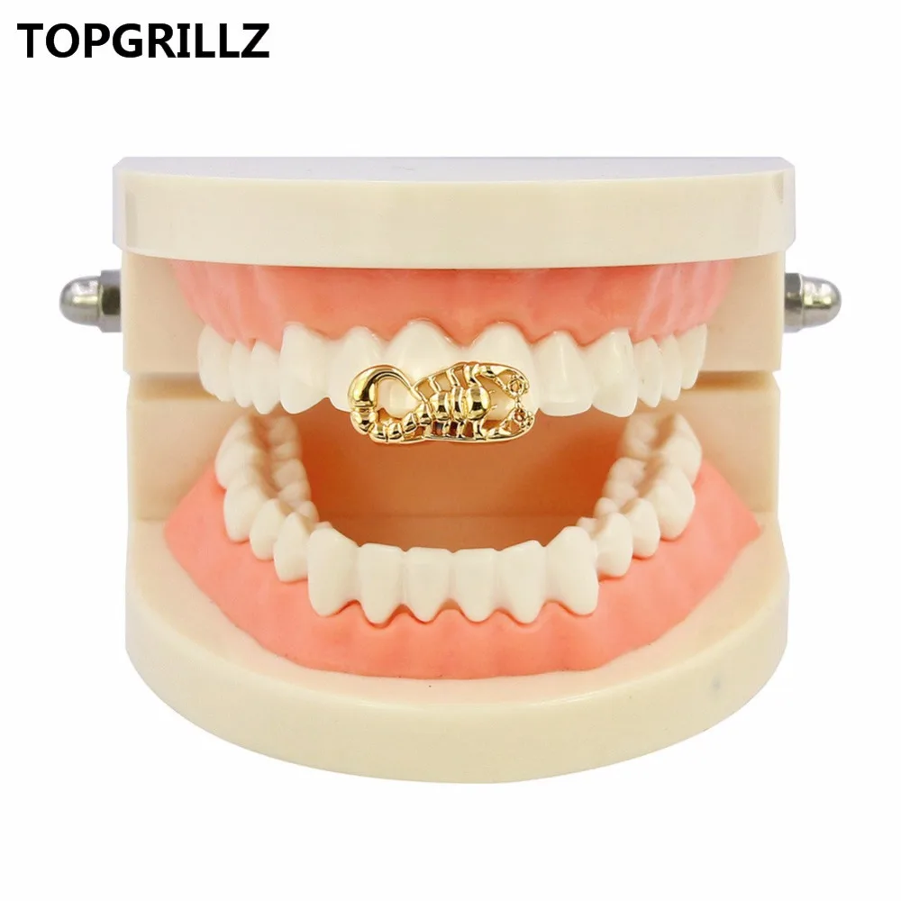 Грили для зубов TOPGRILLZ Scorpion Stinger грили золотого цвета двойная крышка скорпиона со