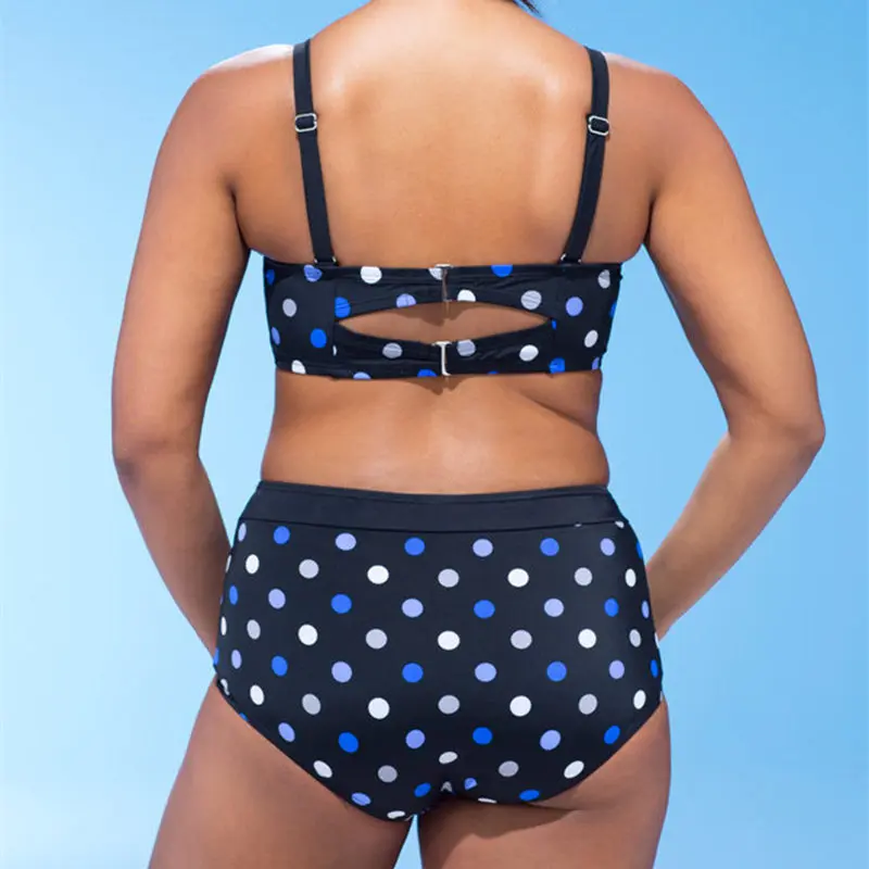 NODELAY New Plus Size Bikini Set Dots Printed Swimsuit High Waist Women Swimwear 2019 Large Bikinis Female Spa Swim Wear |