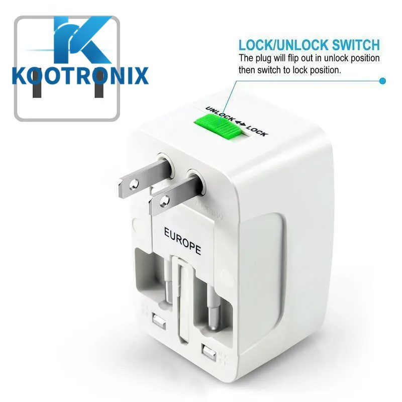 Kootronix США в ЕС Европа и универсальный AC Мощность Plug всему миру Travel Adapter конвертер