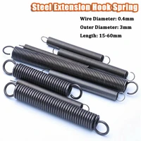 10pcs tension spring with hooks small extension spring wire diameter steel 0 4mm outer diameter 3mm length 15 60mm