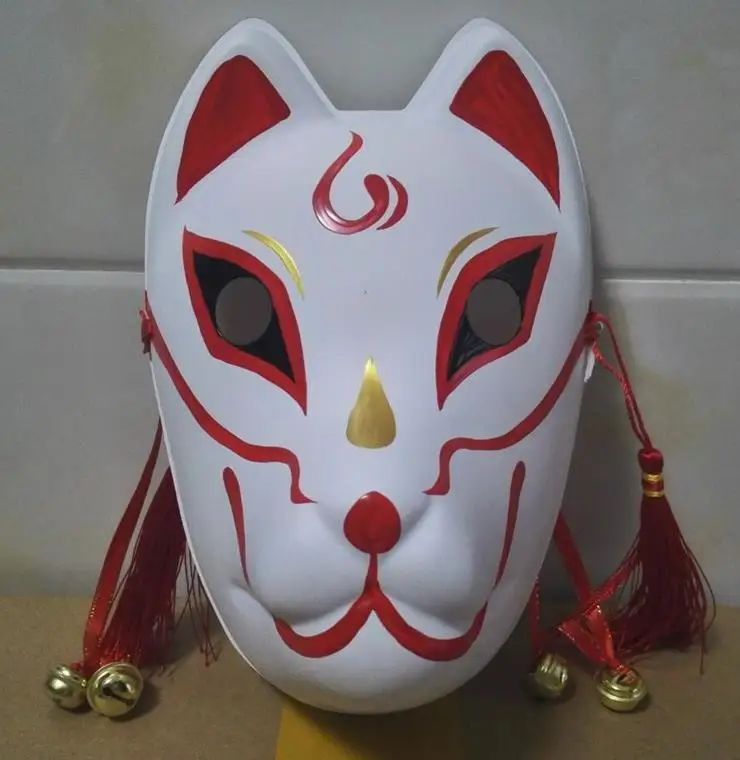 Японская Маска для косплея лисы ПВХ декоративная Коллекционная маска Kitsune на все