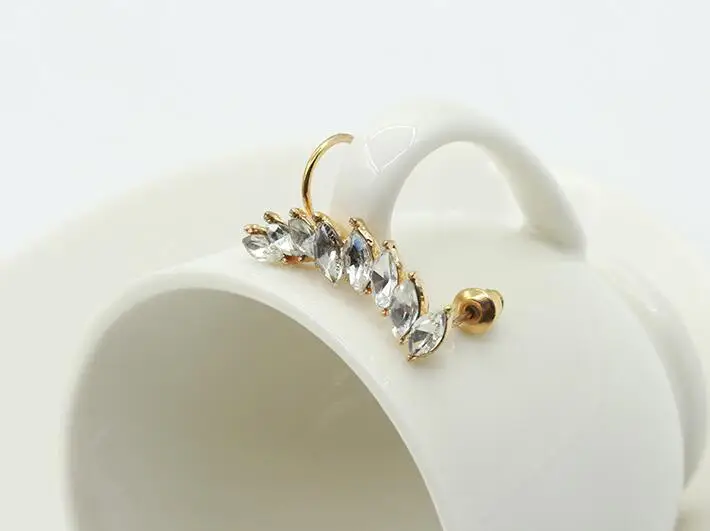 Серьги-клипсы в виде капли воды с кристаллами 2 шт.