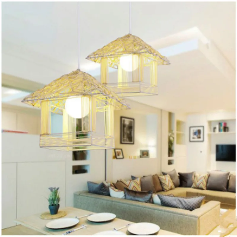 Люстра в виде птичьей клетки из ротанга|cage chandelier|bird cage chandelierchandelier creative |