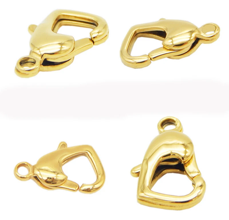 

5pcs/Lot Stainless Steel Heart Design Gold Silver Tone Lobster Clasps for DIY Bracelet Necklace Jewelry Making Accessories F3960
