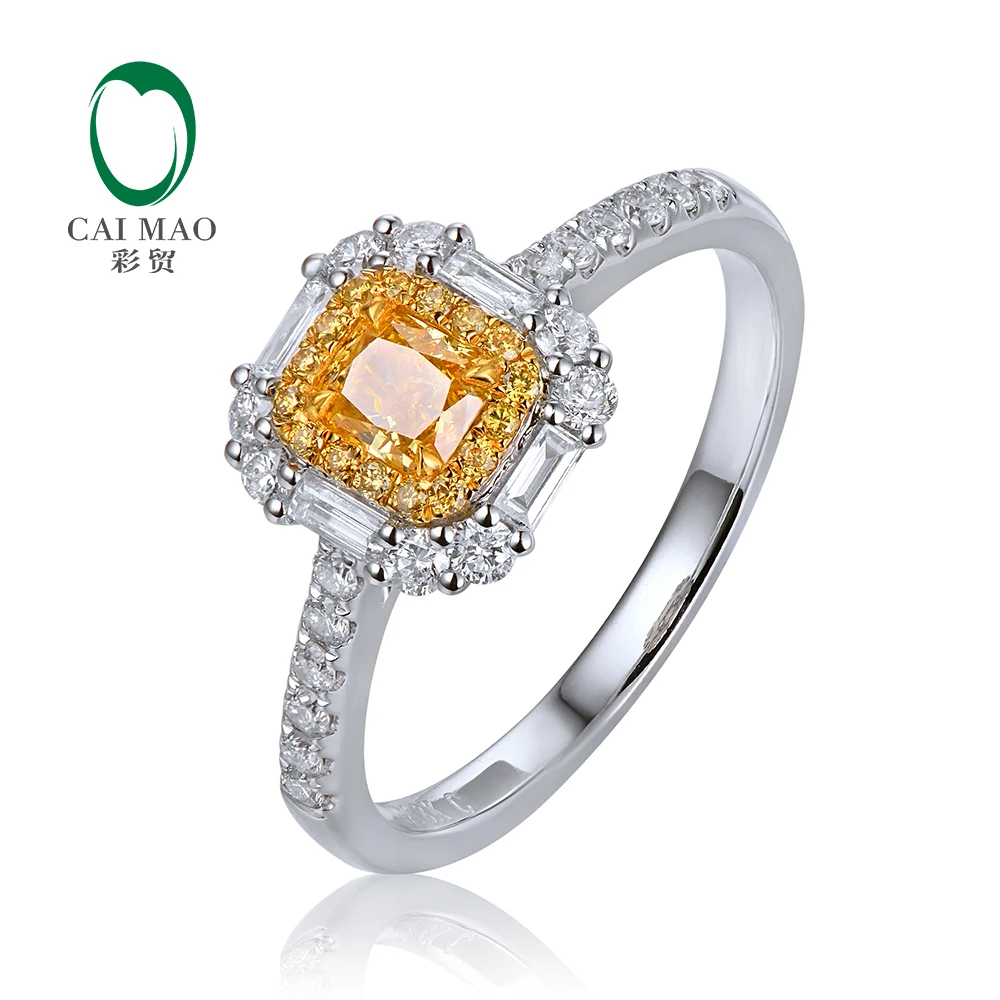 CaiMao 14KT/585 Белое золото 0.81ct натуральный бриллиант обручальное кольцо ювелирные