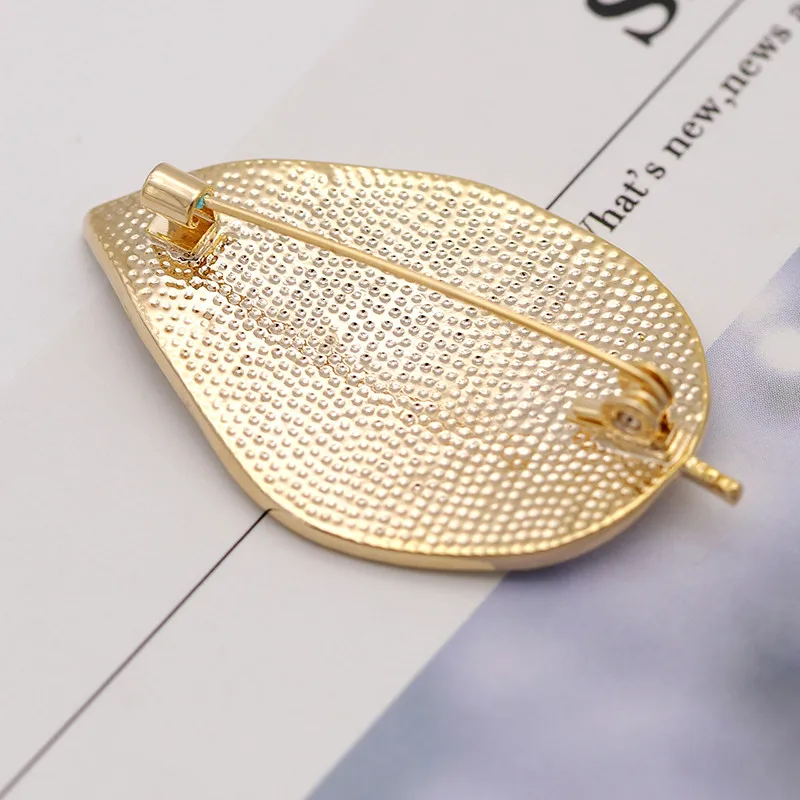 Женская Брошь в виде листьев с чешским кристаллом золотого цвета|brooches for women|leaf