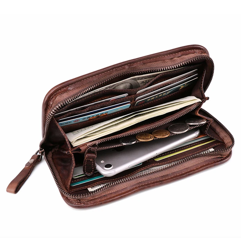 Новая мода 100% корова натуральная кожа мужские длинные кошельки люксовый бренд