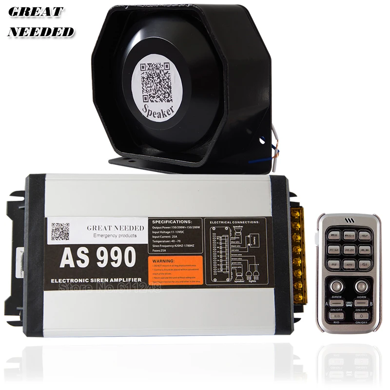 200W 12V черный Нержавеющая сталь Автомобильная сигнализация сирена динамик