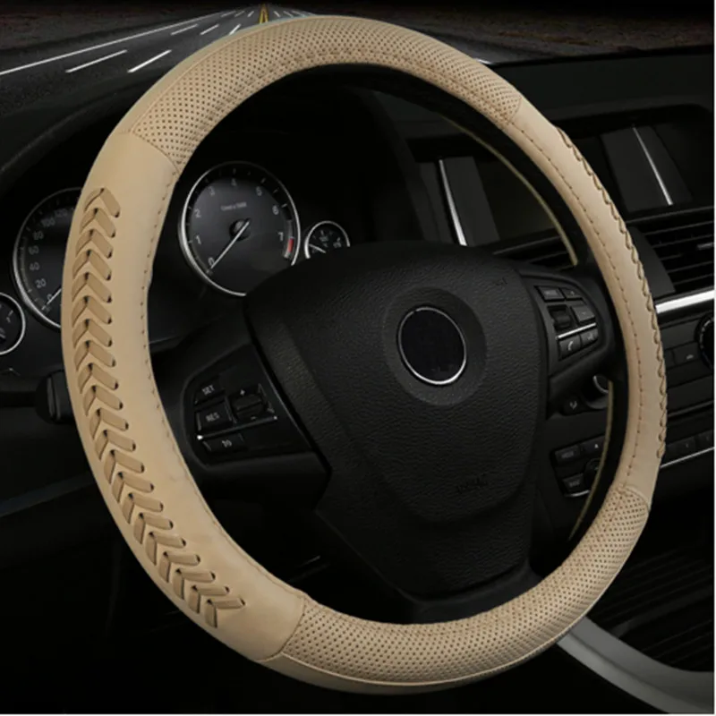 Модные чехлы рулевого колеса автомобиля кожаные автомобильные аксессуары для