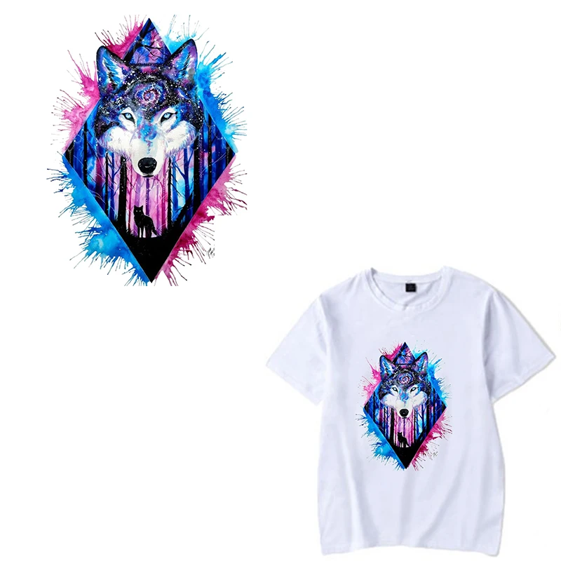 Термопечатные патчи Fierce Forest Wolf стирающиеся наклейки для оформления одежды