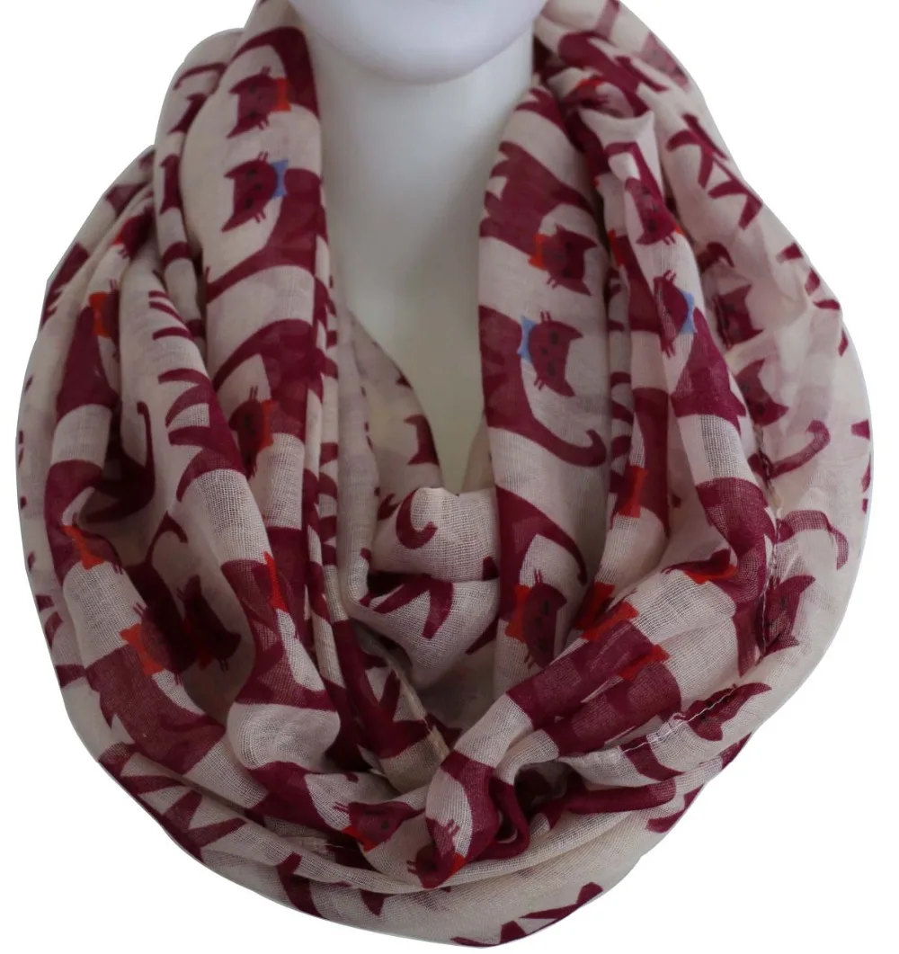 Женский шарф хомут с котом зеленый или черный разноцветный 2018|scarves for ladies|infinity loop
