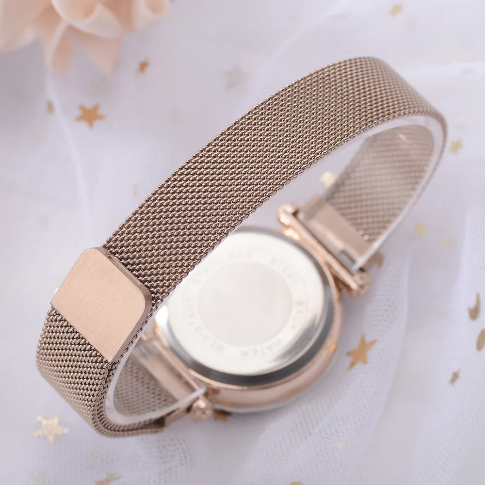 

Relojes Para Mujer 2020 Luxury Brand Rose Gold Watch Women Stainless Steel Diamond Quartz Wrist Watch Ladies Starry Sky Watch