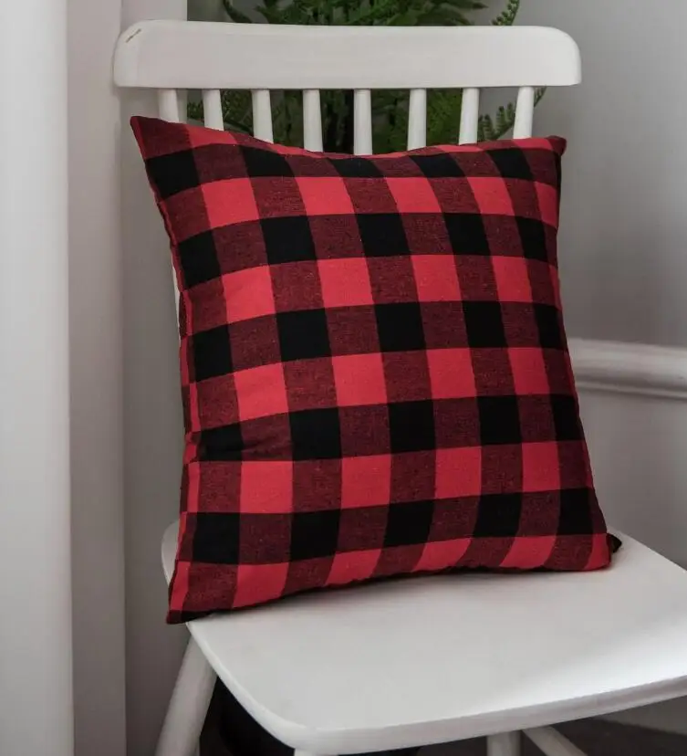 Red pillow case Классическая красная, черная, белая клетчатая скатерть, Рождественское украшение стола, скатерть из хлопка и льна, домашняя скатерть ZC050 - Цвет: Red pillow case
