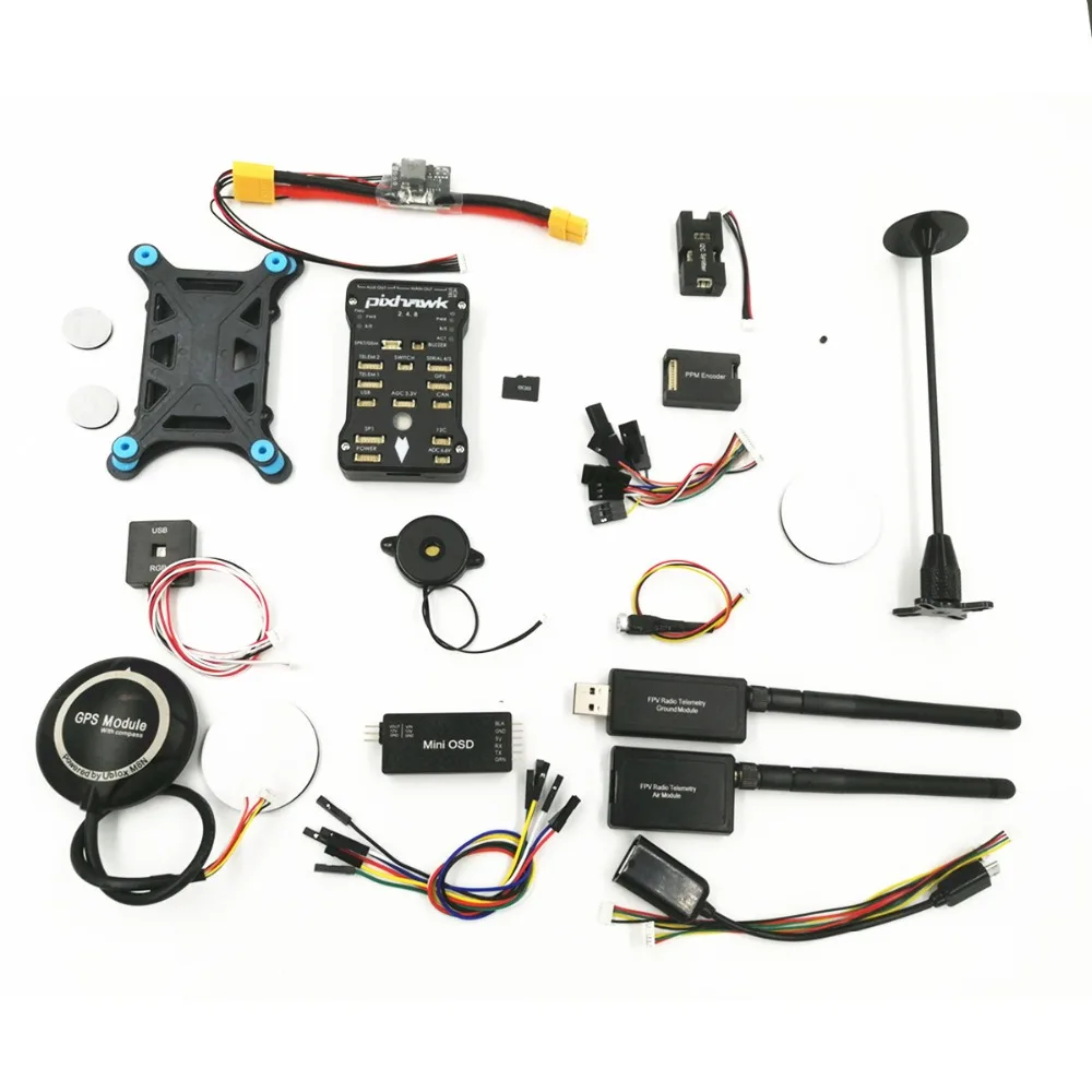 Pixhawk PX4 PIX 2.4.8 32 бит Контроллер полета + 433/915 Телеметрия M8N GPS Minim OSD PM переключатель