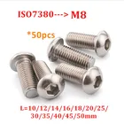50 шт. ISO7380 M8 винты для головки кнопки 304 Нержавеющая сталь A2 Шестигранная розетка с круглой головкой Винты с шестигранной головкой болты длина 10-50 мм
