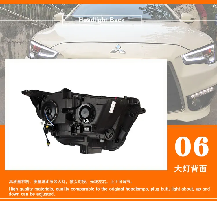 2 шт. светодиодный фары для Mitsubishi Lancer-ex 09-16 Автомобильный светодиодный фонарь двойной ксеноновый Объектив Автомобильные аксессуары дневные ходовые огни