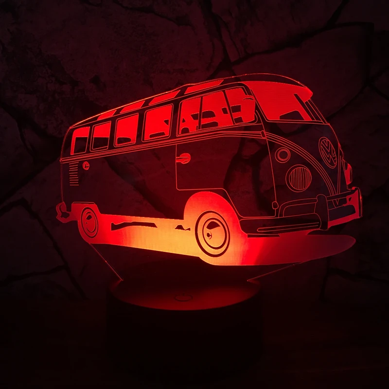 3D Lamparas няня автомобиль автобус 7 цветов Изменение градиента RGB Ночной светильник Иллюзия спальня прикроватная лампа Декор для детей рождественские игрушки подарки