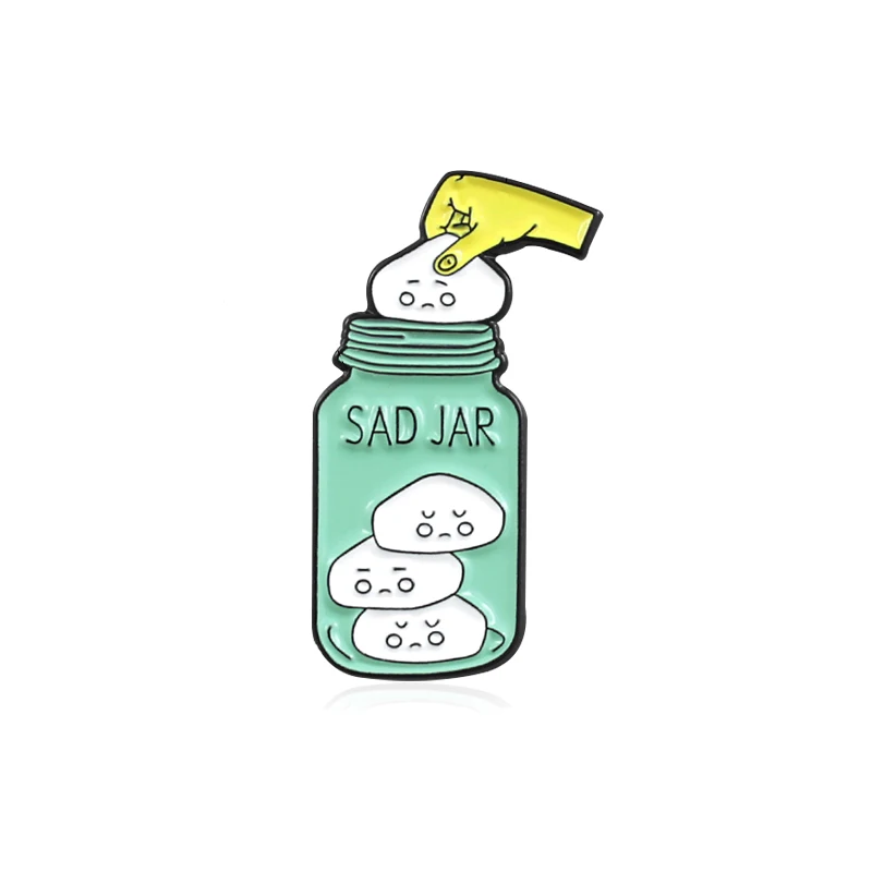 SAD JAR синяя стеклянная бутылка металлическая брошь с эмалью Выкидной значок Bad