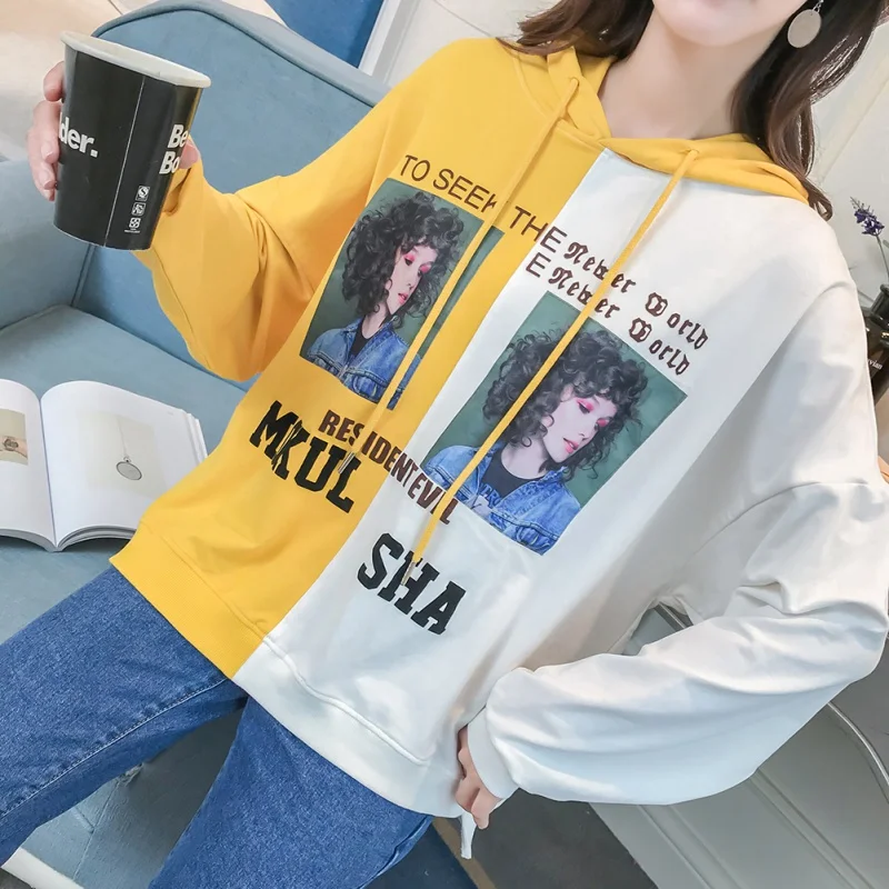 Женская толстовка с капюшоном цветная Толстовка в стиле хип хоп надписью и