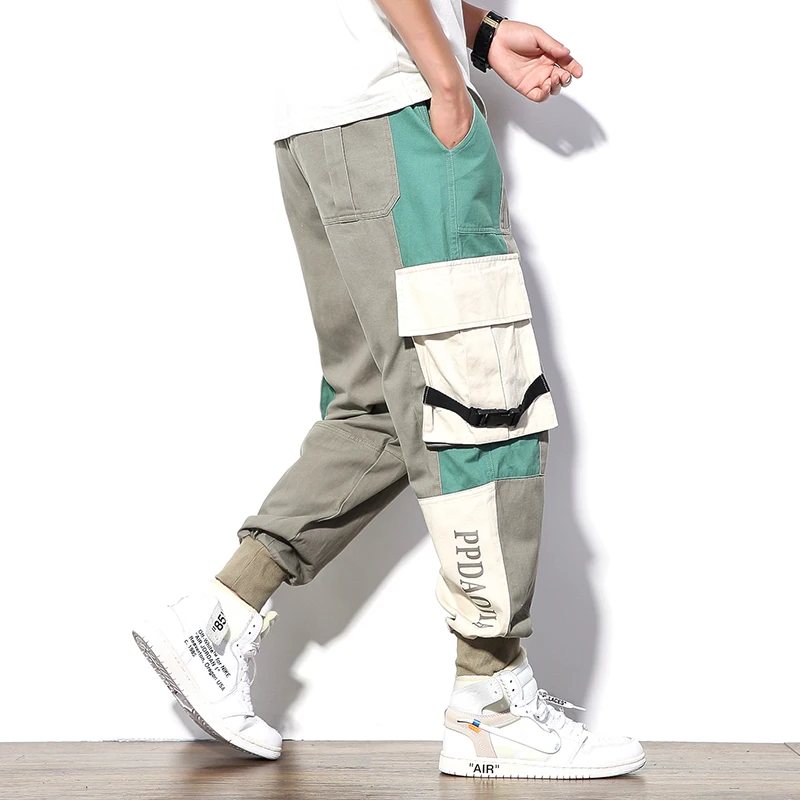 

New Western Harajuku Side Ribbon Men's Jogger Trousers Hip Hop Streetwear 2021 Autumn Winter Casual High Street Male Harem Pants