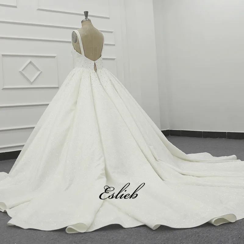 Eslieb Shining Muslim Dubai Wedding dresses Zipper Back dress 2019 Ball Gown Bridal Dresses Vestido de Noiva | Свадьбы и торжества