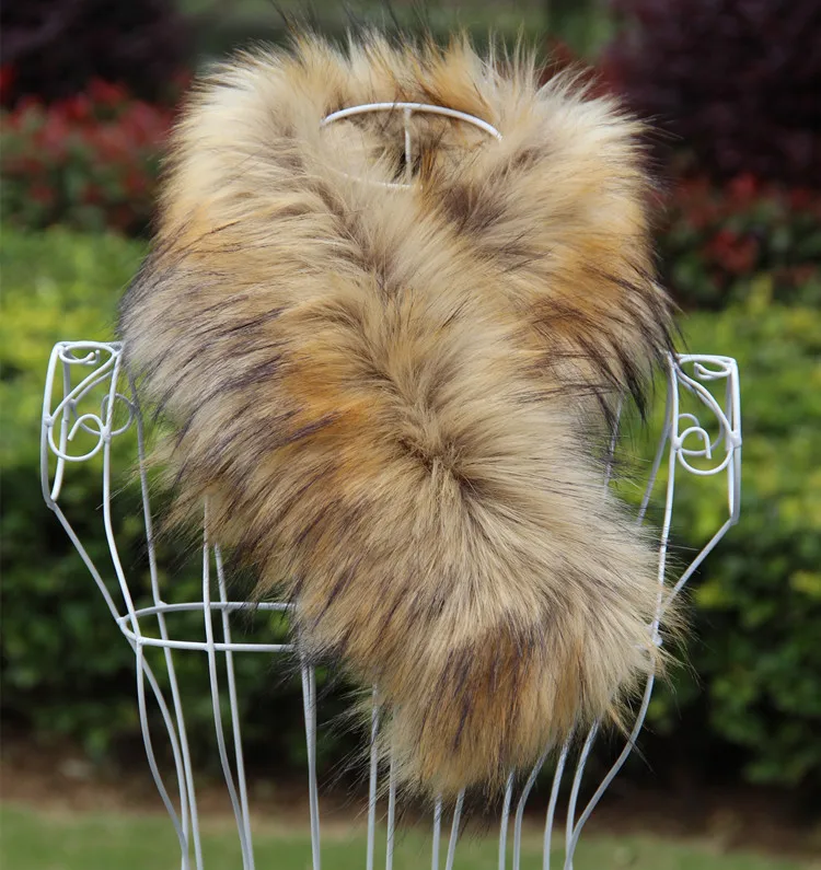 Шарф из лисьего меха Воротник енота меховая накидка воротник искусственного