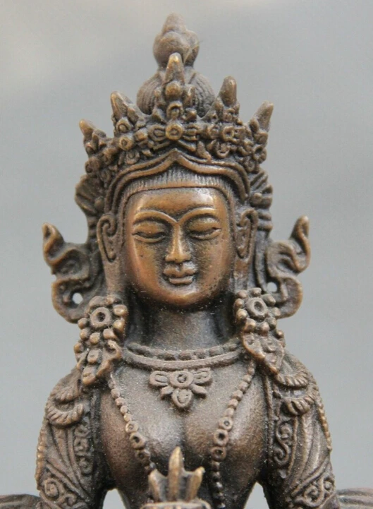 Старая Тибет буддизм бронзовая Амитаюс долголгия богиня Будда статуя S0706|statues