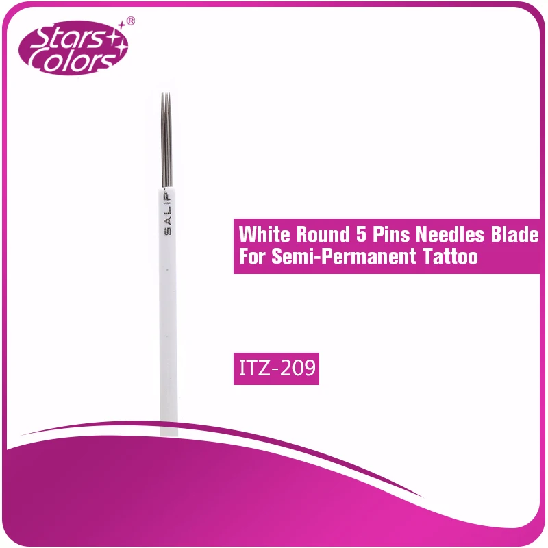 

100 pieces Disposable Goods Make up Tattoo Blade Needles White Series 0.20 mm thickness 5 Pins for eyebrow
