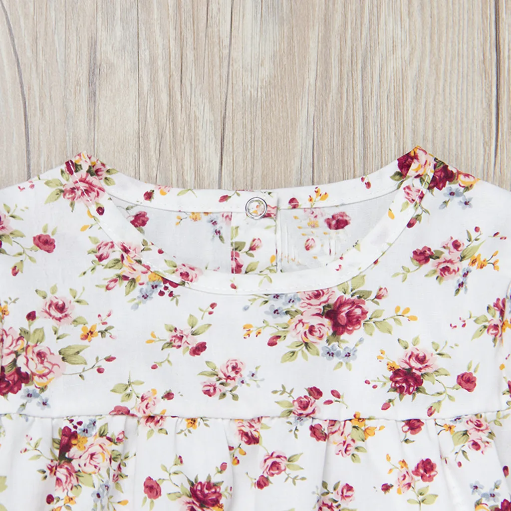 Новинка лета 2019 платье с короткими рукавами и цветочным принтом для маленьких