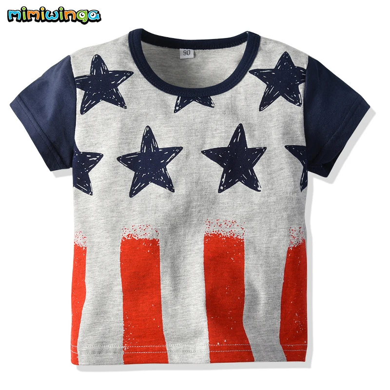 Mimiwinga Pure Cotton Stars Print Baby Boys Clothes Set Short Sleeve Gray T Shirt + Shorts Elastic Waist 2pcs Kids Summer Suit |