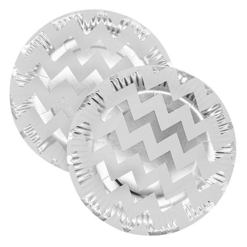 Silver wave Одноразовые салфетки/стаканчики/тарелки в горошек цвета розового золота для свадьбы, вечеринки в честь рождения детей, одноразовые бумажные салфетки - Color: Silver wave